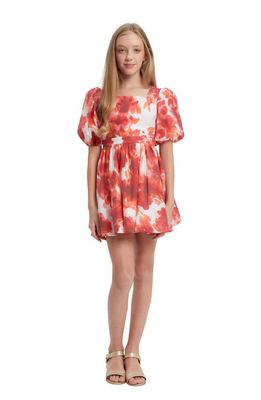 Bardot Junior Kids' Marla Puff Sleeve Tie Back Minidress in Poppy Red