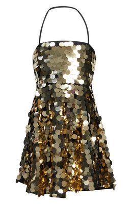 Bardot Junior Kids' Paillette Halter Neck Party Dress in Goldfoil