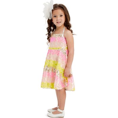 Bardot Junior Kids' Sequin Stripe Party Dress in Sunset 