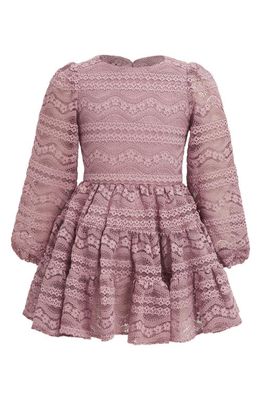 Bardot Junior Kids' Sienna Long Sleeve Tiered Lace Party Dress in Dusty Pink