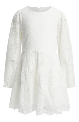 Bardot Junior Kids' Sienna Long Sleeve Tiered Lace Party Dress in Ivory