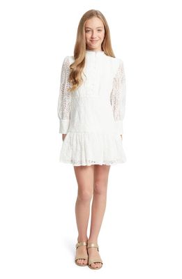 Bardot Junior Kids' Talina Long Sleeve Lace Party Dress in Orchid White
