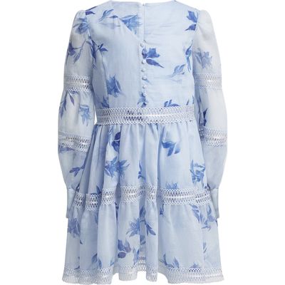 Bardot Junior Kids' Venice Floral Long Sleeve Fit & Flare Dress in Water Floral at Nordstrom, Size 4T Us