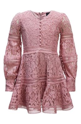 Bardot Junior Kids' Venice Long Sleeve Lace Party Dress in Dusty Pink