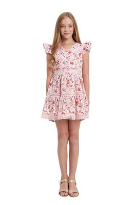 Bardot Junior Kids' Zietta Floral Flutter Sleeve Minidress in Blush Floral