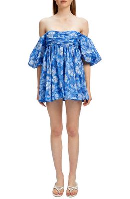 Bardot Kali Floral Off the Shoulder Minidress in Bold Blue Floral