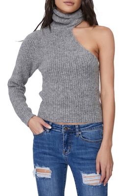 Bardot Kali One-Shoulder Turtleneck Sweater in Grey Marle