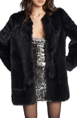 Bardot Logan Faux Fur Coat in Black
