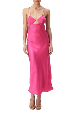 Bardot Lucia Cutout Midi Slipdress in Hot Pink