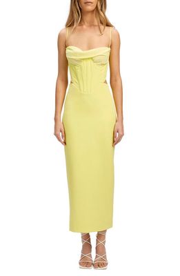 Bardot Martini Corset Cutout Midi Dress in Limoncello