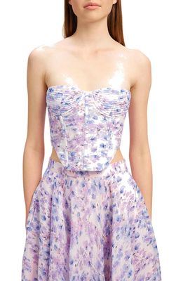 Bardot Mirabelle Floral Strapless Corset Top in Lilac Floral