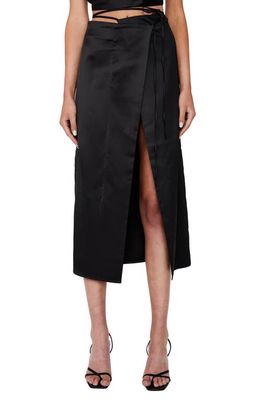 Bardot Montana Strappy Satin Wrap Skirt in Black