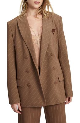 Bardot Pinstripe Oversize Blazer in Chestnut Stripe