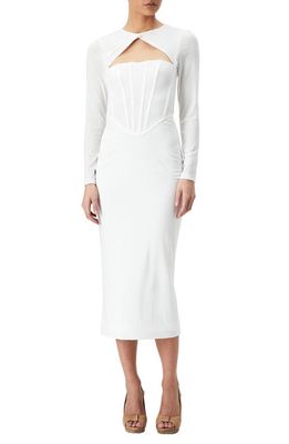 Bardot Ramona Corset Long Sleeve Midi Dress in Orchid White
