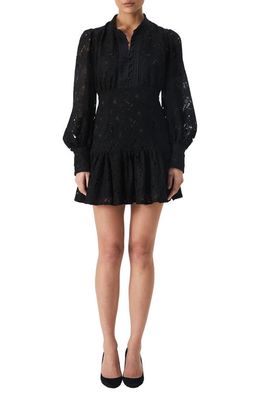 Bardot Remy Long Sleeve Lace Minidress in Black