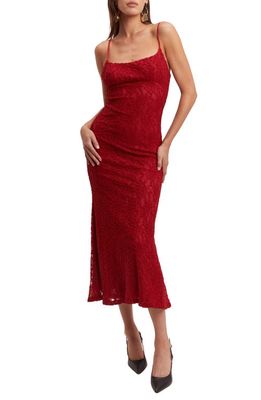Bardot Ruby Lace Sleeveless Midi Dress in Red