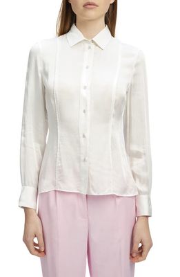 Bardot Satin Button-Up Shirt in Oyster