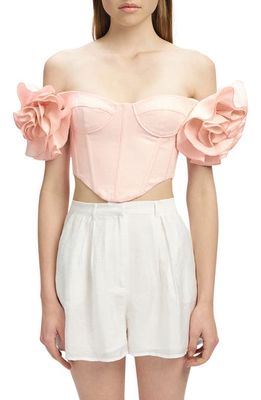 Bardot Sigma Off the Shoulder Corset Crop Top in Soft Pink