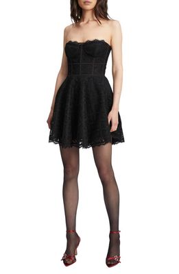 Bardot Skylar Strapless Lace Minidress in Black