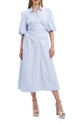 Bardot Stripe Cutout Midi Shirtdress in Blue Stripe
