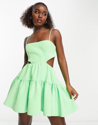 Bardot structured cut-out mini dress with pockets in vibrant green