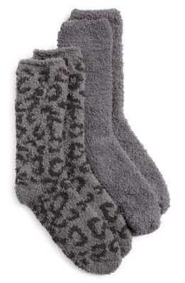 barefoot dreams Assorted 2-Pack CozyChic Crew Socks in Carbon/Black Multi
