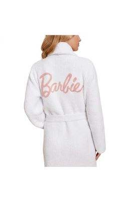 barefoot dreams Barbie® Rib CozyChic™ Robe in Sea Salt/Dusty Rose