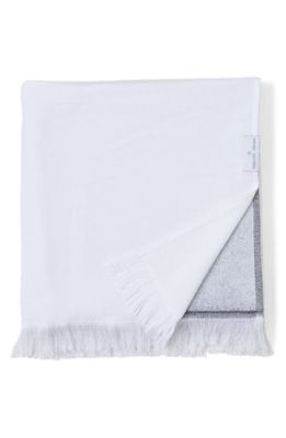 barefoot dreams Bold Stripe Oversize Organic Cotton Towel in Carbon-White