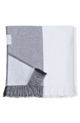 barefoot dreams Colorblock Organic Cotton Oversize Towel in Carbon-White