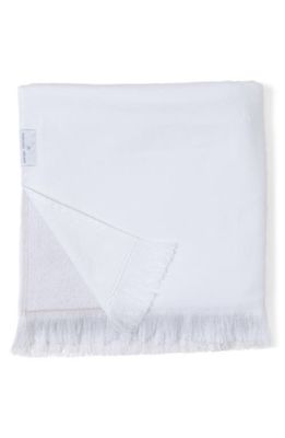 barefoot dreams Colorblock Organic Cotton Oversize Towel in Stone-White
