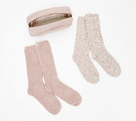 Barefoot Dreams CozyChic 2-Pair Sock Set with Pouch