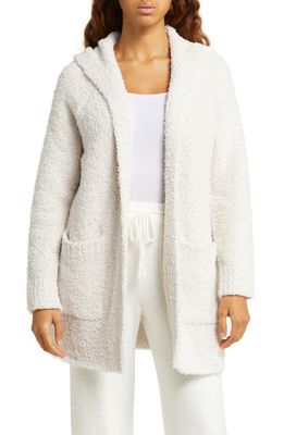 barefoot dreams CozyChic Bouclé Hooded Cardigan in Almond