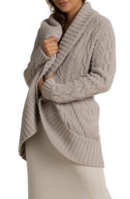 barefoot dreams CozyChic Cable Knit Shawl Collar Cardigan in Linen