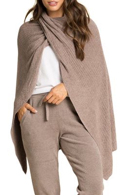 barefoot dreams CozyChic Lite Ribbed Travel Wrap in Driftwood
