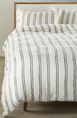 barefoot dreams CozyChic® Vertical Stripe Duvet Cover & Shams in Pearl/Graphite