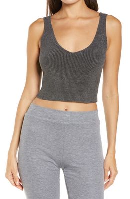 barefoot dreams CozyChic Ultra Lite™ Rib Crop Top in Carbon
