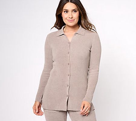 Barefoot Dreams CozyChic Ultra Lite Ribbed Button Down