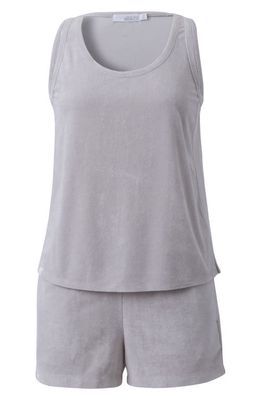 barefoot dreams CozyTerry Luxechic Tank & Shorts Pajamas in Fog Gray