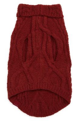 barefoot dreams Diamond Cable Pet Sweater in Crimson