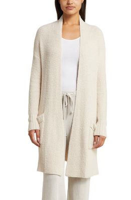 barefoot dreams Long Weekend Waffle Knit Cardigan in Bisque