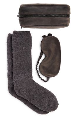 barefoot dreams Luxe Chic Eye Mask & Socks Set in Carbon