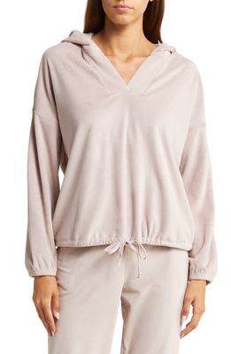 barefoot dreams LuxeChic® Velour Hoodie in Faded Rose