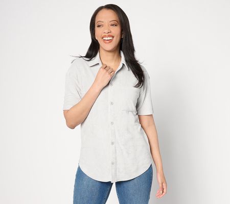 Barefoot Dreams Malibu Collection CozyTerry Button Down Top