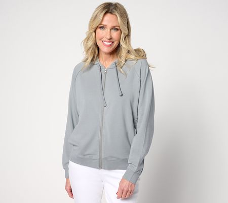 Barefoot Dreams Malibu Collection Luxe Lounge Raw Edge Zip Up