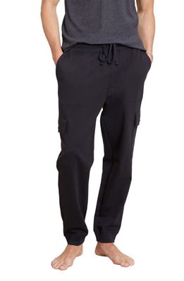 barefoot dreams Malibu Collection® Pima Cotton Fleece Cargo Sweatpant in Black