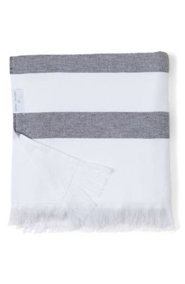 barefoot dreams Stripe Organic Cotton Beach Towel in White Multi