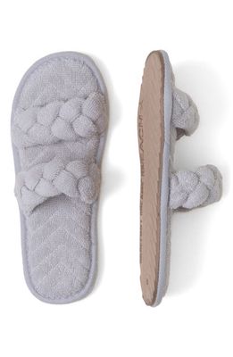 barefoot dreams TowelTerry™ Braided Slipper in Fog Gray