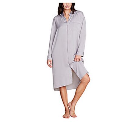 Barefoot Dreams Washed Satin Piped Nightshirt L ove Emrodiary