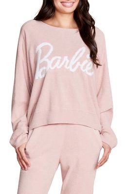 barefoot dreams x Barbie CozyChic Sweatshirt in Dusty Rose/White
