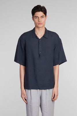 Barena Mola Shirt In Blue Linen